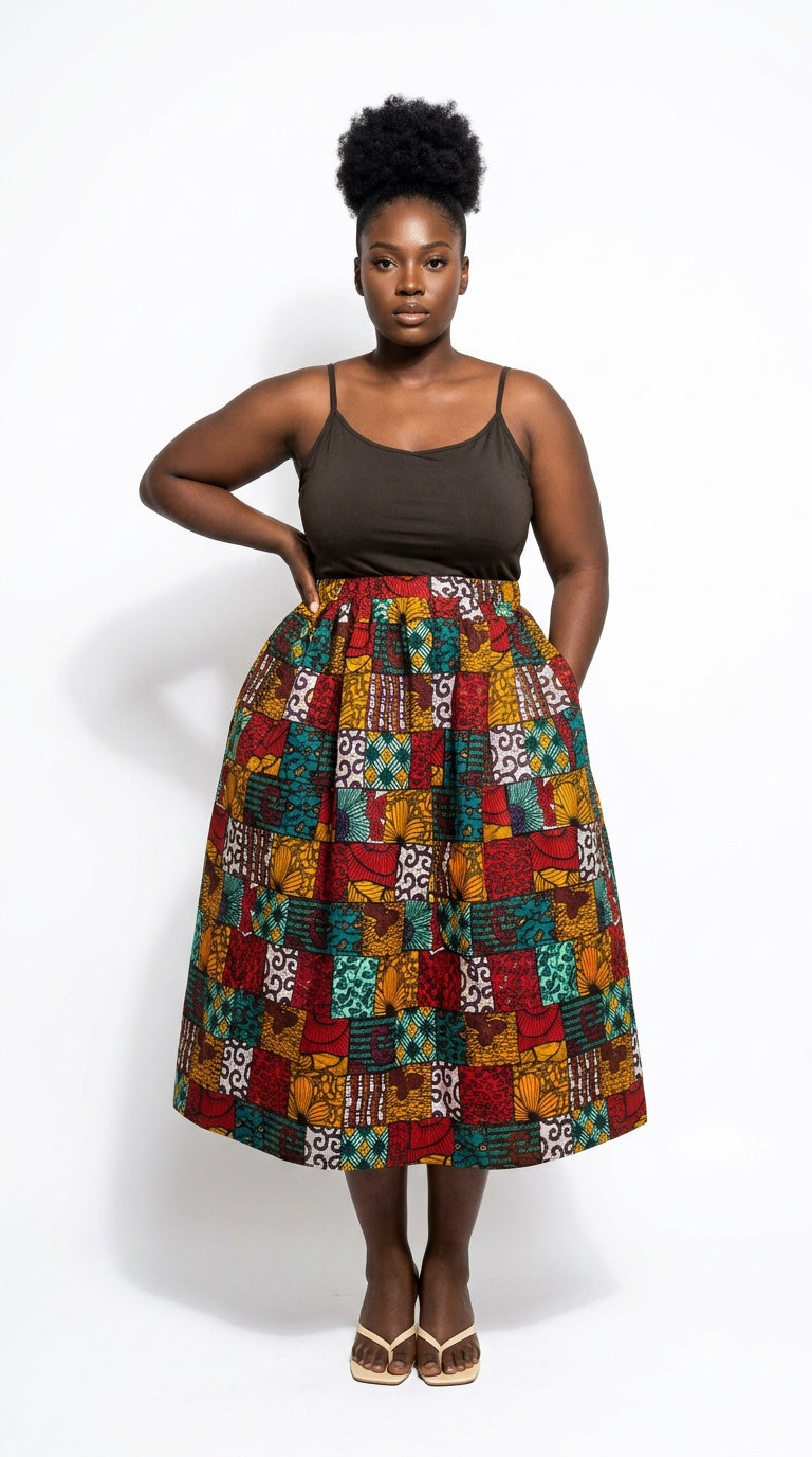 Maxi Ankara Sundress - African Heritage | One Size 52" Orange Maxi Ankara Sundress - African Heritage | One Size 52" Orange