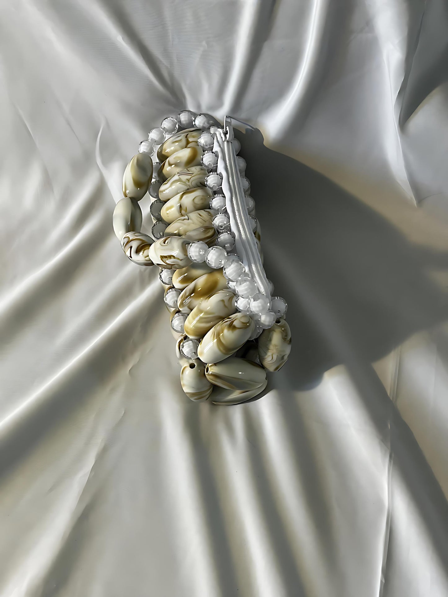 White Crystal Luxe Mini Beaded Evening Bag