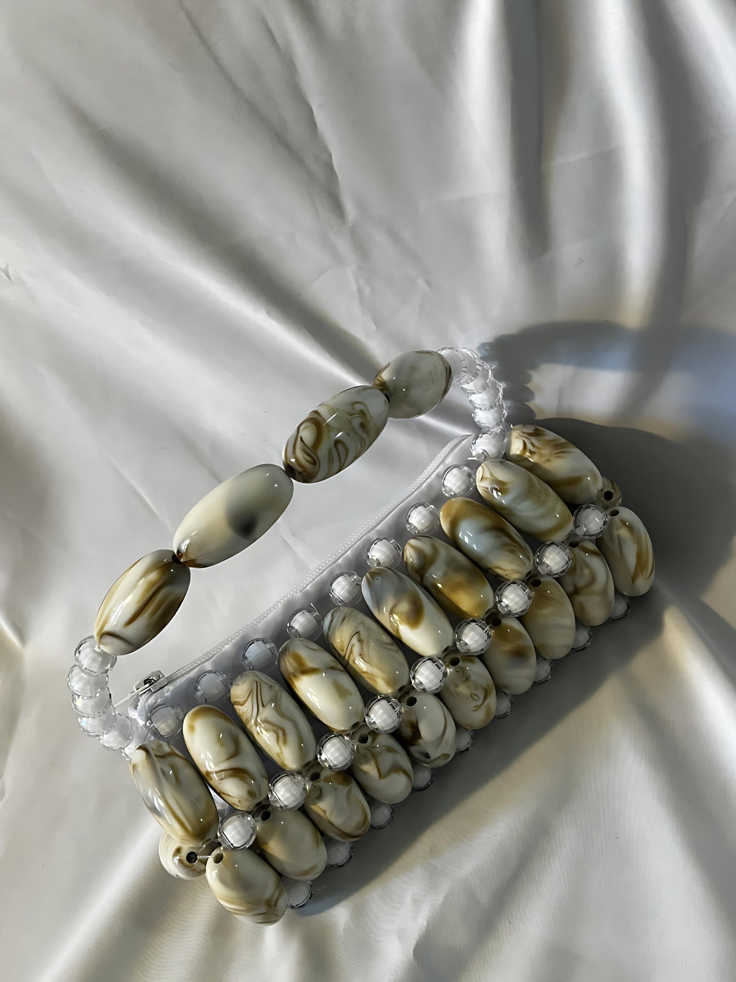 White Crystal Luxe Mini Beaded Evening Bag