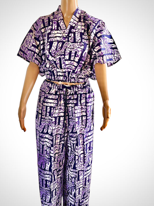 Ìròsa Ankara Crop Top & Long Pant Set