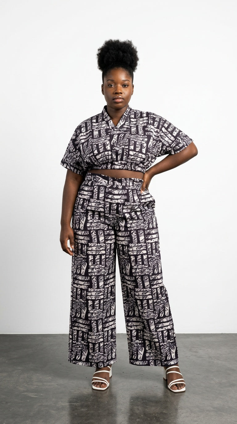 Ankara Crop Top & Long Pant Set