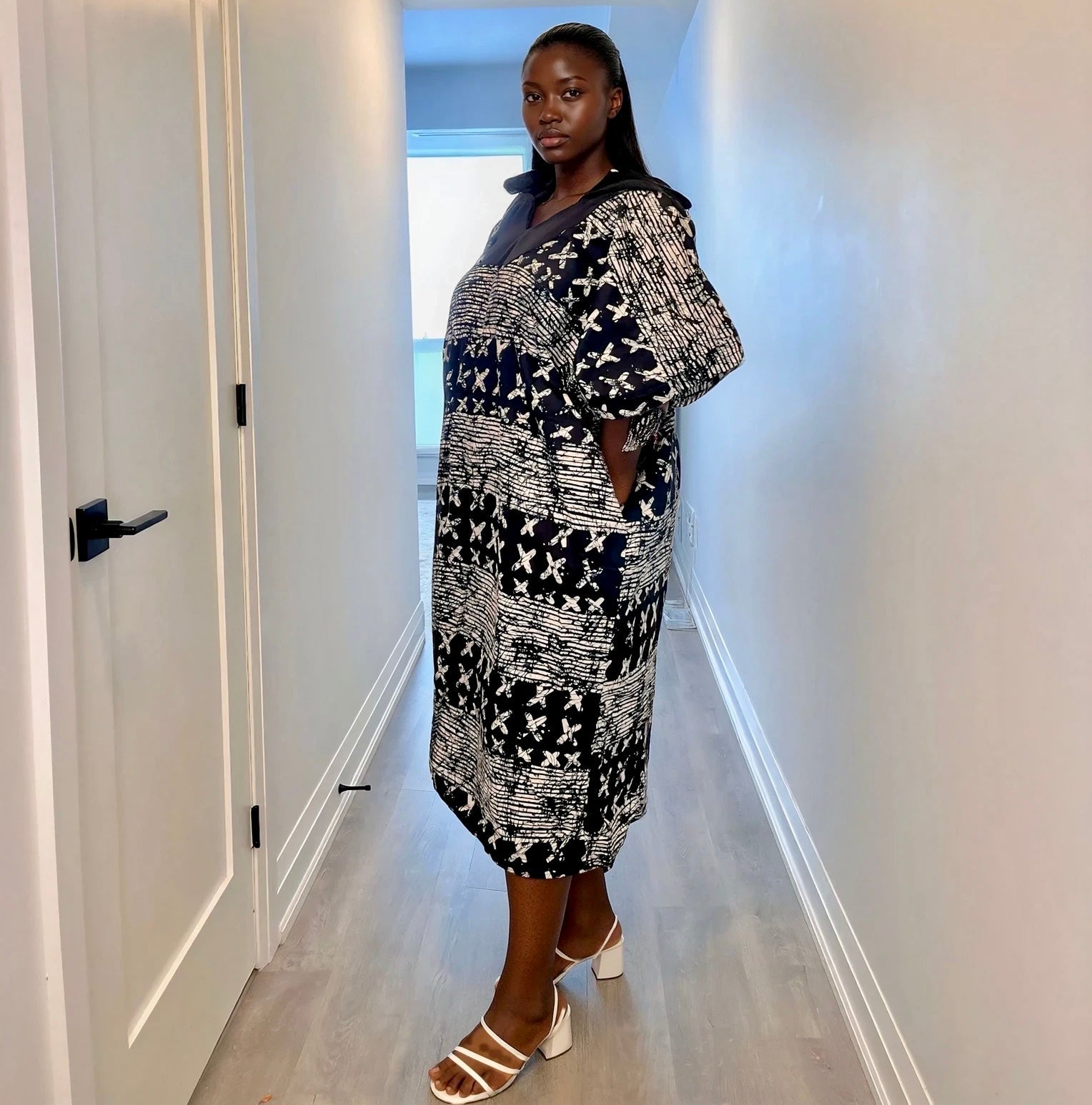 Ankara Bubu Dress - Chic Midi with Drawstring Waist