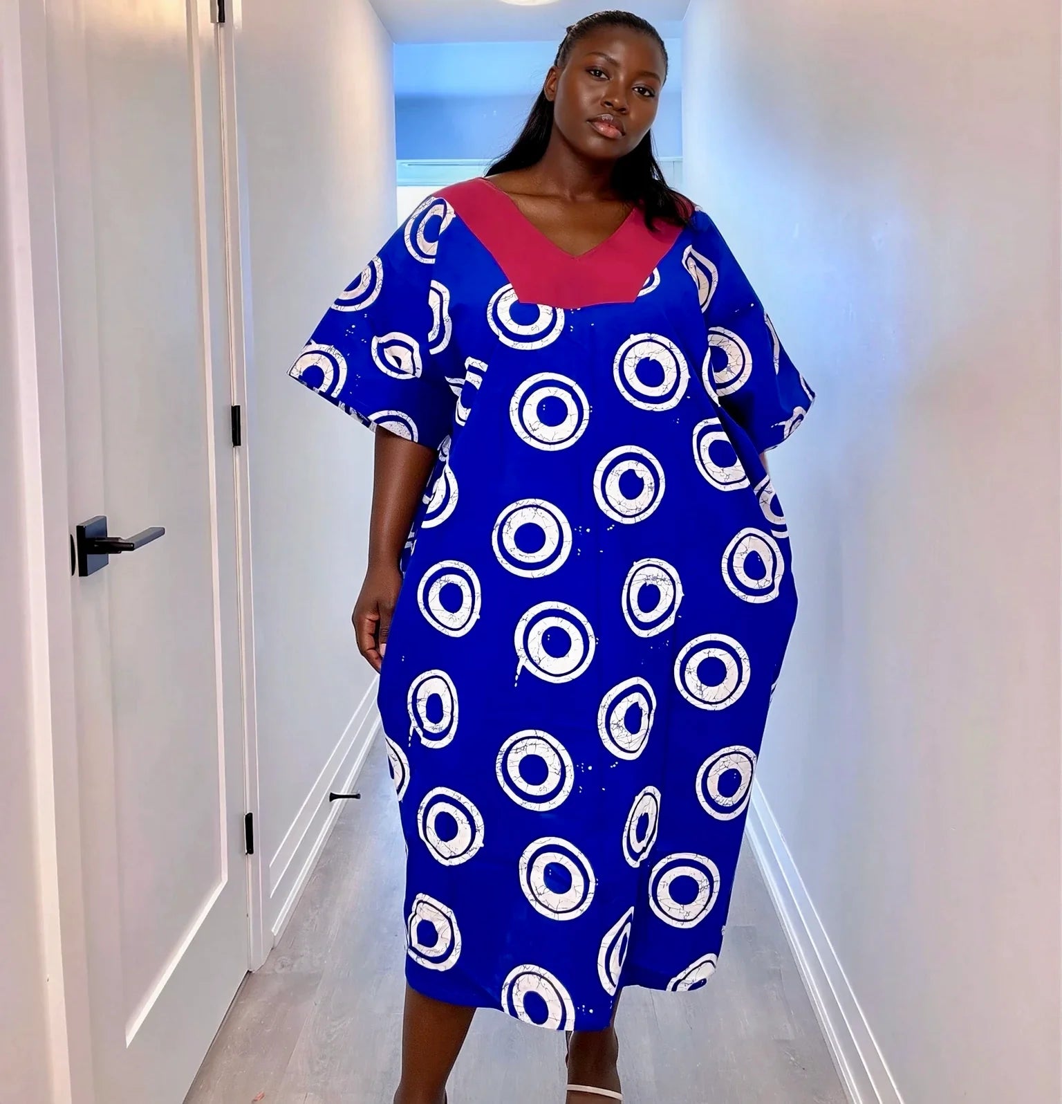 Ankara Bubu Dress - Chic Midi with Drawstring Waist