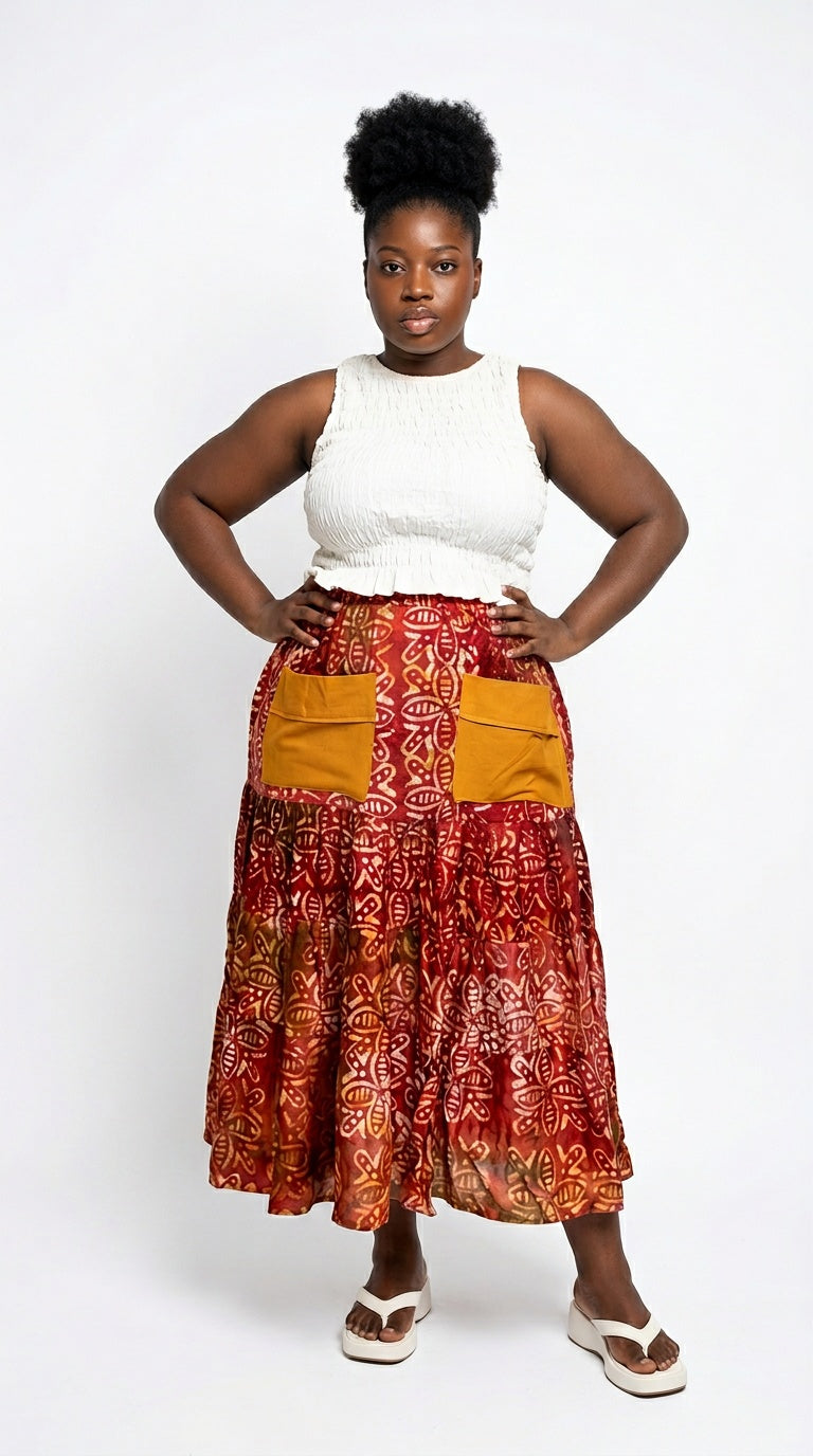 Iwora Midi Adire Skirt