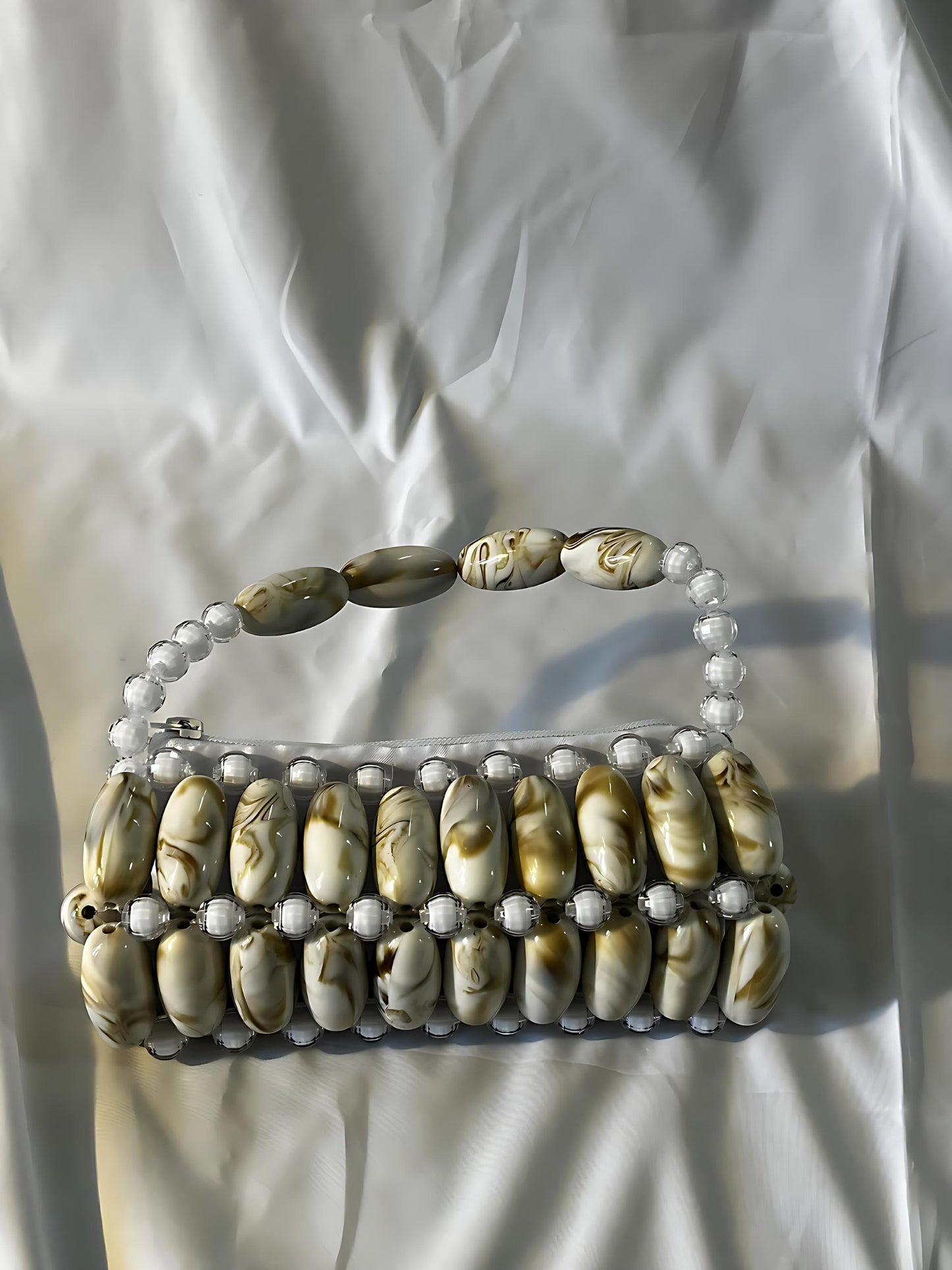 White Crystal Luxe Mini Beaded Evening Bag