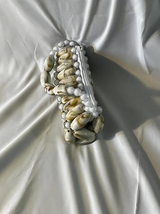 White Crystal Luxe Mini Beaded Evening Bag