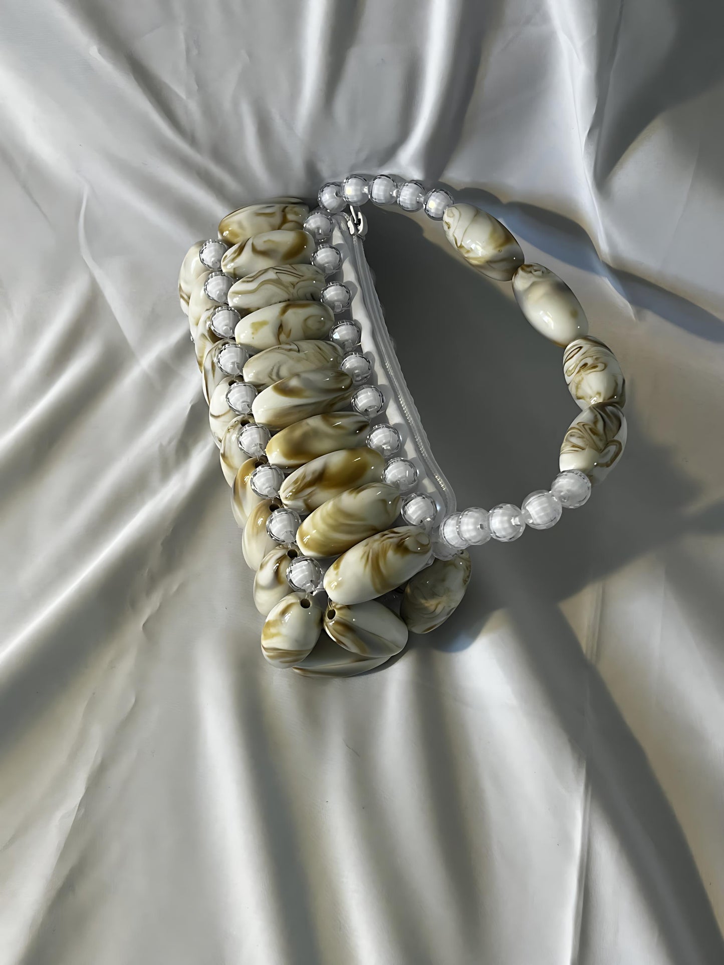 White Crystal Luxe Mini Beaded Evening Bag