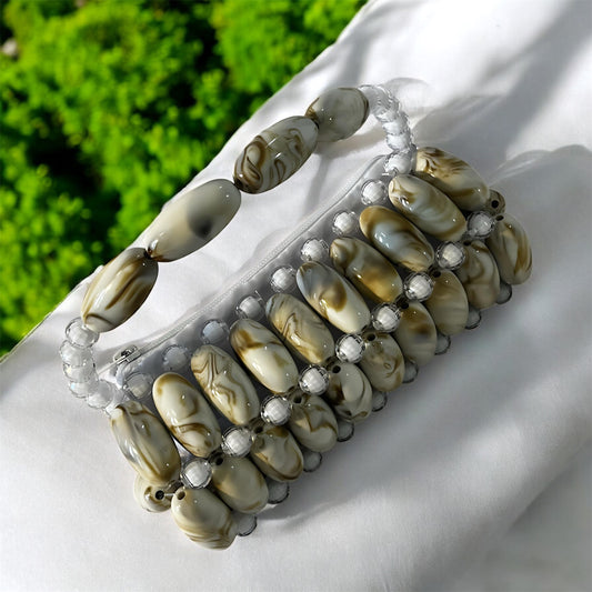 White Crystal Luxe Mini Beaded Evening Bag
