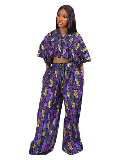 Ìfẹ́́rí Ankara Crop Top and Wide Leg Pant Set