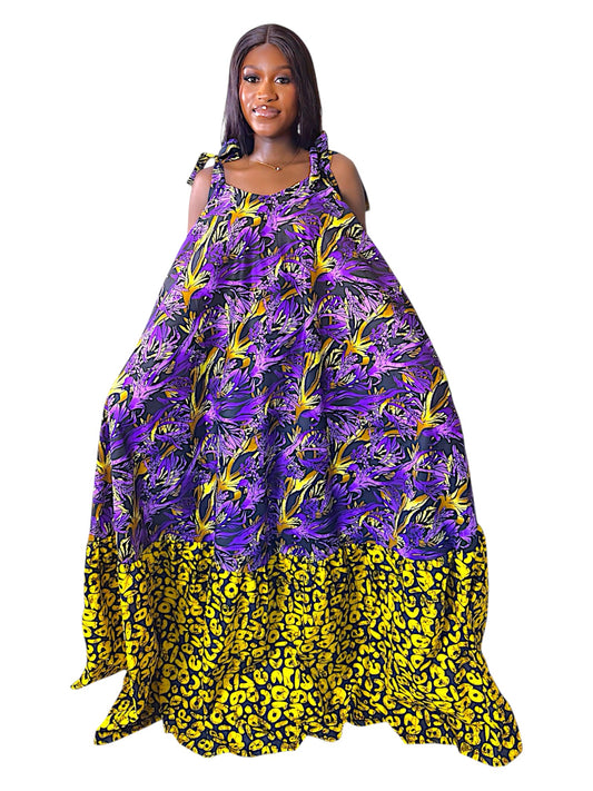 Òòrùn Maxi Long Ankara Sundress