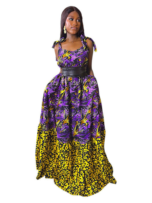 Òòrùn Maxi Long Ankara Sundress