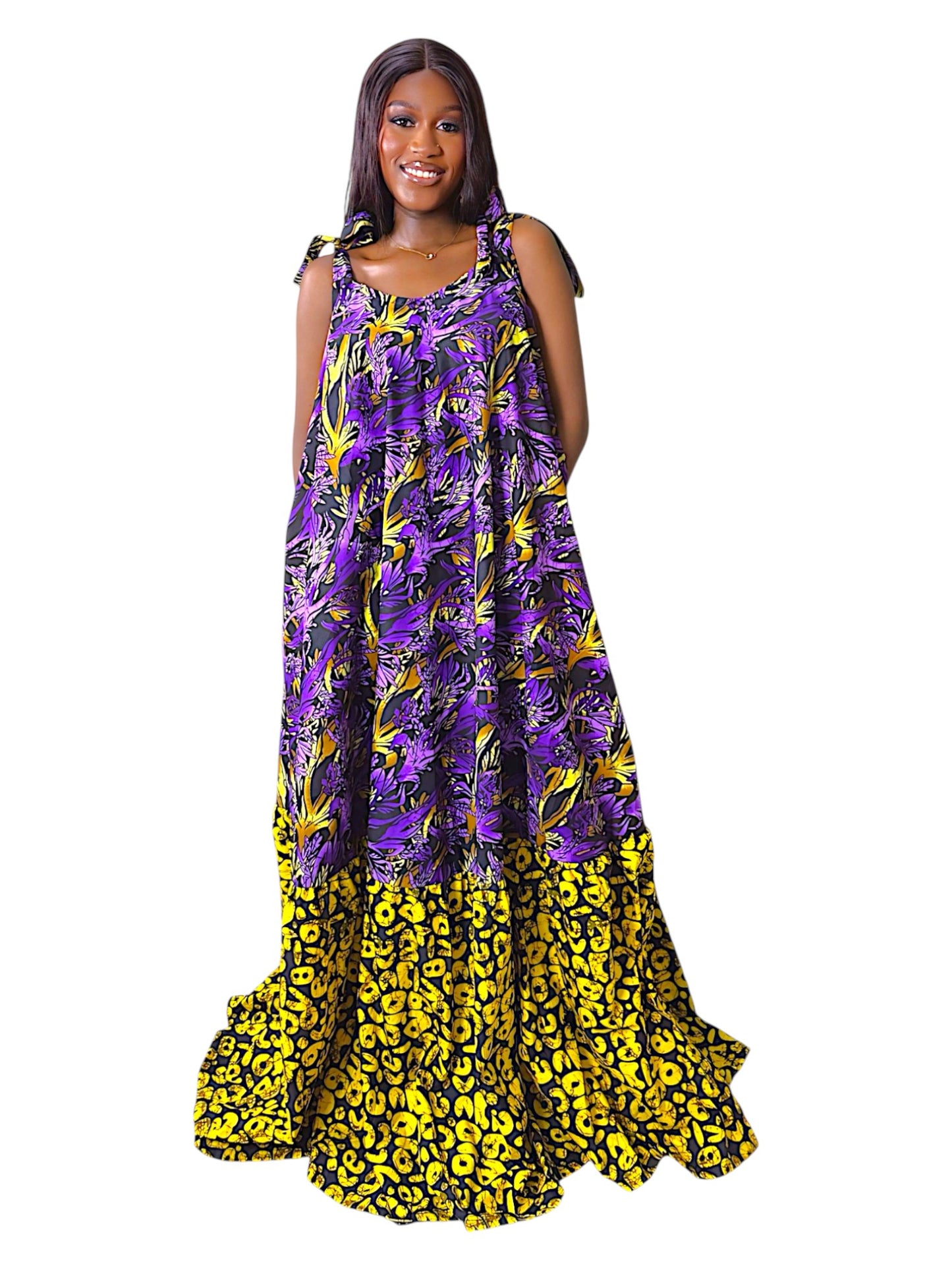 Òòrùn Maxi Long Ankara Sundress