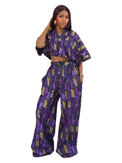 Ìfẹ́́rí Ankara Crop Top and Wide Leg Pant Set